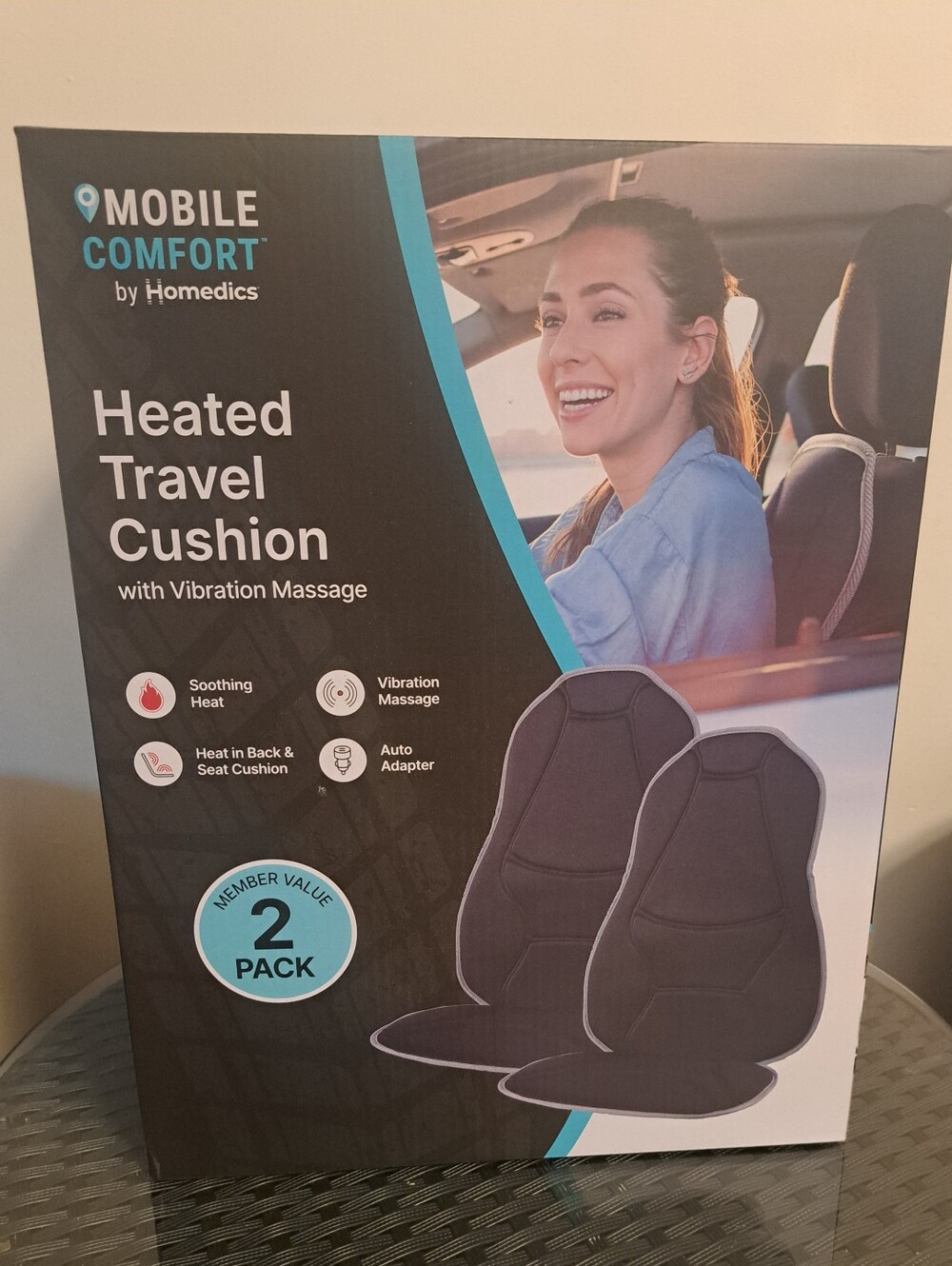 Heated Travel Cushion with Vibration Massage. - 2pack